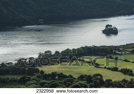 Stock Photo - Glanmore Lake viewed from Healy Pass; County Kerry, Ireland, UK. Fotosearch