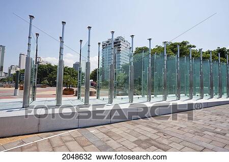 Stock Image - Glass Plates In The Dopno's Pavilion On The Malecon 2000, Guayaquil, Guayas, Ecuador. Fotosearch