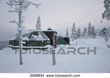 Glass Roofed Igloo Accommodation Covered With Snow In Uitsuvaara Region, Levi, Lapland, Finland View Large Photo Image Picture - Glass Roofed Igloo Accommodation Covered With Snow In Uitsuvaara Region, Levi, Lapland, Finland. Fotosearch