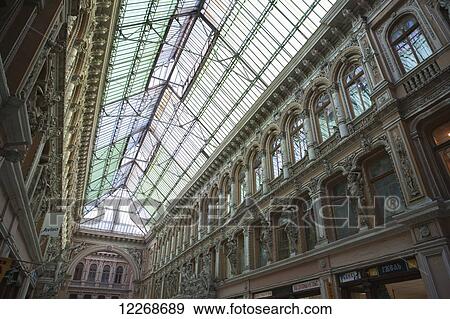 Stock Photo - Glass-roofed shopping arcade near Pl. Hretska; Odessa, Ukraine. Fotosearch