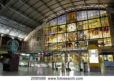 Glasswork In Abando Train Station, Bilbao, Basque Country, Spain View Large Photo Image Stock Photo - Glasswork In Abando Train Station, Bilbao, Basque Country, Spain. Fotosearch