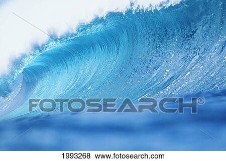 Glassy, Blue Waves Barreling Over With White Wash, Closeup View Large Photo Image Stock Photo - Glassy, Blue Waves Barreling Over With White Wash, Closeup. Fotosearch