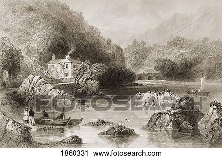 Stock Image - Glengariff Inn, County Cork, Ireland. Drawn By W. H. Bartlett, Engraved By J. C. Bentley. From ÃƒÆ’Ã‚Â´The Scenery And Antiquities Of IrelandÃƒÆ’Ã‚Â¶ By N. P. Willis And J. Stirling Coyne. Illustrated From Drawings By W. H. Bartlett. Published London C. 1841.. Fotosearch