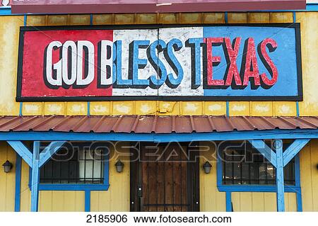 Stock Photograph - God Bless Texas Sign Outside The Big Texan Steak Ranch Restaurant, Amarillo, Texas, Usa. Fotosearch