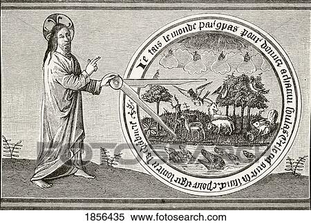 Stock Photography - God Creating The World By Compass From 15Th Century Miniature In Brunetto LatiniÃƒâ€šÃ‚Â´S Tresor From Science And Literature In The Middle Ages By Paul Lacroix Published London 1878. Fotosearch