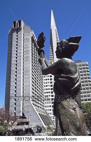 Stock Photograph - Goddess Of Democracy And Skyscrapers. Fotosearch