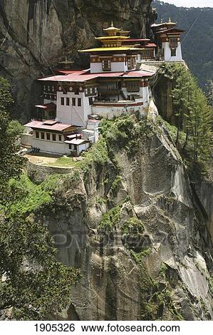 Stock Photograph - Goemba Tigers Nest Monastery, Taktshang, Bhutan. Fotosearch