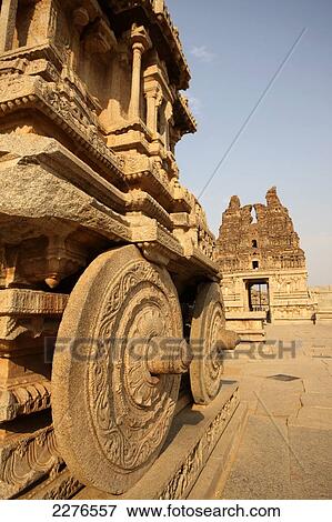 Stock Photo - Golden chariot at Vittala Temple; Hampi, Karnataka, India. Fotosearch
