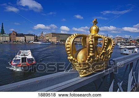 Stock Photo - Golden Crown On Skeppsholmsbron Bridge.. Fotosearch