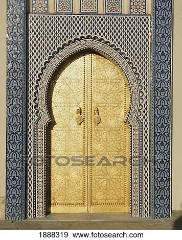 Golden Doors Of Royal Palace, Dar-El-Makhzen View Large Photo Image Stock Photo - Golden Doors Of Royal Palace, Dar-El-Makhzen. Fotosearch