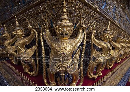Golden Garudas Lined Up Around The Main Temple; Bangkok, Thailand View Large Photo Image Picture - Golden Garudas Lined Up Around The Main Temple; Bangkok, Thailand. Fotosearch