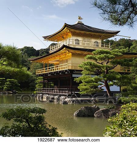 Stock Photo - Golden Pavilion, A Buddhist Temple; Kinkaku Ji, Kyoto, Japan. Fotosearch