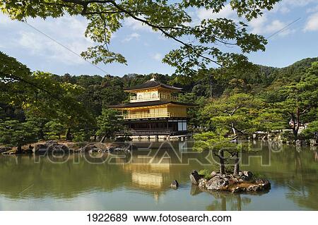 Stock Photo - Golden Pavilion, A Buddhist Temple; Kinkaku Ji, Kyoto, Japan. Fotosearch