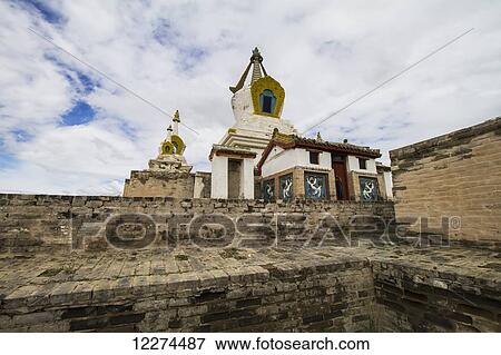 Stock Photo - Golden Prayer Stupa in the Erdene Zuu Monastery, Karakorum (Kharkhorin),? vÃƒÆ’Ã‚Â·rkhangai Province, Mongolia. Fotosearch