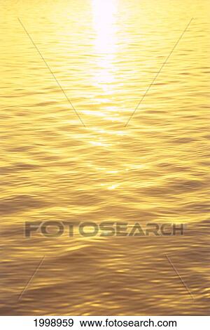 Golden Reflections On Ocean Water B1463 View Large Photo Image Stock Photo - Golden Reflections On Ocean Water B1463. Fotosearch
