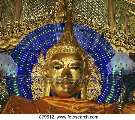 Golden Statue Of Buddha Face. View Large Photo Image Stock Image - Golden Statue Of Buddha Face.. Fotosearch