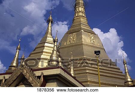Golden Stupas At Sule Paya Temple View Large Photo Image Stock Photograph - Golden Stupas At Sule Paya Temple. Fotosearch