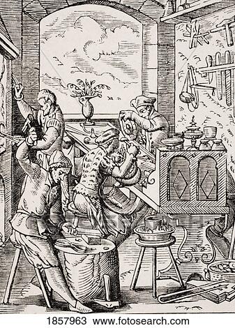 Goldsmith. 19Th Century Reproduction Of 16Th Century Woodcut By Jost Amman View Large Photo Image Stock Image - Goldsmith. 19Th Century Reproduction Of 16Th Century Woodcut By Jost Amman. Fotosearch