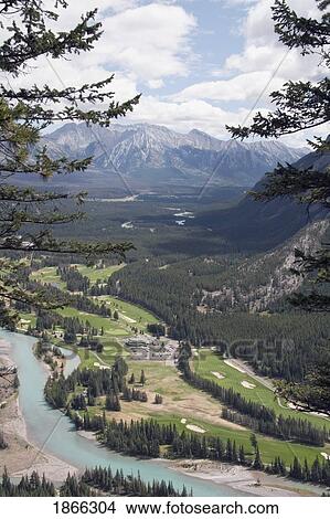 Golf Course Next To Bow River, Banff National Park, Alberta, Canada View Large Photo Image Picture - Golf Course Next To Bow River, Banff National Park, Alberta, Canada. Fotosearch