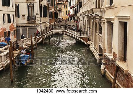 Gondola And Footbridge Over The Canal; Venice Italy View Large Photo Image Stock Image - Gondola And Footbridge Over The Canal; Venice Italy. Fotosearch