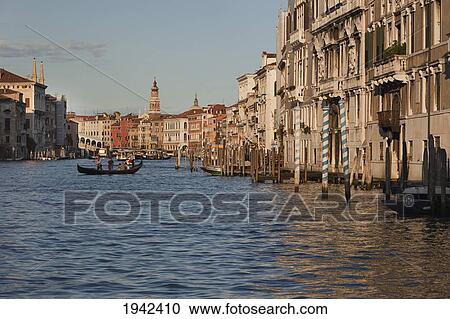 Stock Image - Gondola On The Grand Canal; Venice Italy. Fotosearch