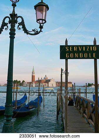 Stock Image - Gondola Station On Grand Canal By St Mark's Square; Venice, Italy. Fotosearch
