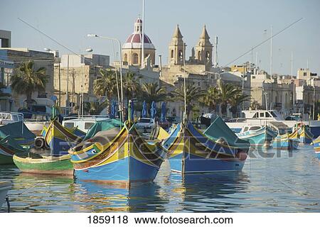 Stock Photo - Gondolas In Marina; Venice, Italy. Fotosearch
