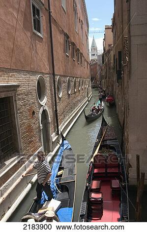 Gondola's In Side Canal, Venice, Italy. View Large Photo Image Stock Image - Gondola's In Side Canal, Venice, Italy.. Fotosearch
