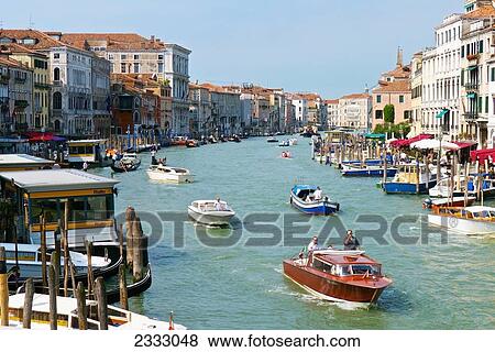 Gondolas On Grand Canal; Venice, Italy View Large Photo Image Stock Photo - Gondolas On Grand Canal; Venice, Italy. Fotosearch