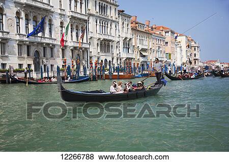 Gondolas on the Grand Canal; Venice, Italy View Large Photo Image Stock Photo - Gondolas on the Grand Canal; Venice, Italy. Fotosearch
