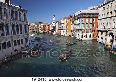 Stock Photography - Gondolas On The Grand Canal; Venice Italy. Fotosearch