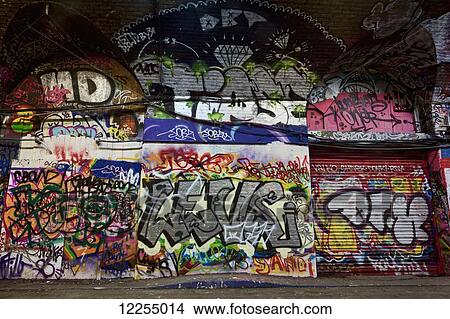 Picture - Graffiti art in the Leake Street Graffiti tunnel; London, England. Fotosearch