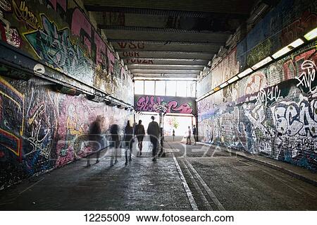 Stock Photo - Graffiti art in the Leake Street Graffiti tunnel; London, England. Fotosearch