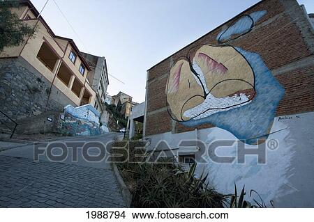 Picture - Graffiti Art On A Building On Cerro Bellavista, Valparaiso, Valparaiso Region, Chile. Fotosearch