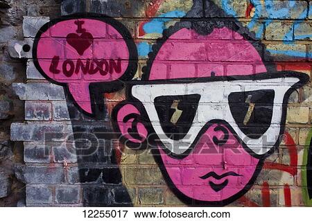Stock Photo - Graffiti at Brick Lane Market, Shoreditch; London, England. Fotosearch