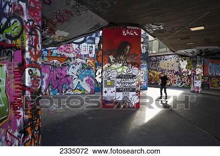 Graffiti Covered Walls Of Unofficial Skateboard Park On South Bank; London, England, Uk View Large Photo Image Stock Image - Graffiti Covered Walls Of Unofficial Skateboard Park On South Bank; London, England, Uk. Fotosearch