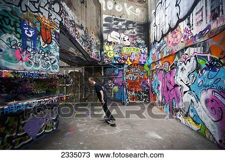 Graffiti Covered Walls Of Unofficial Skateboard Park On South Bank; London, England, Uk View Large Photo Image Stock Image - Graffiti Covered Walls Of Unofficial Skateboard Park On South Bank; London, England, Uk. Fotosearch