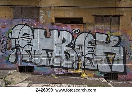 Stock Image - Graffiti on the side of a building; Istanbul, Turkey. Fotosearch