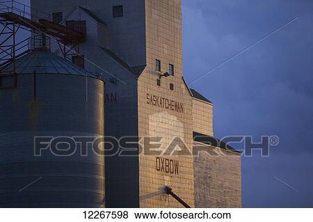 Grain silo; Oxbow, Saskatchewan, Canada View Large Photo Image Stock Photo - Grain silo; Oxbow, Saskatchewan, Canada. Fotosearch
