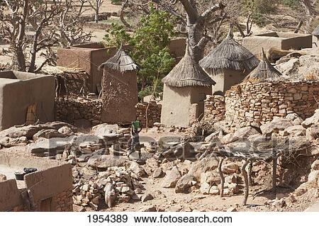 Stock Photo - Granaries in Tireli, Mali. Fotosearch