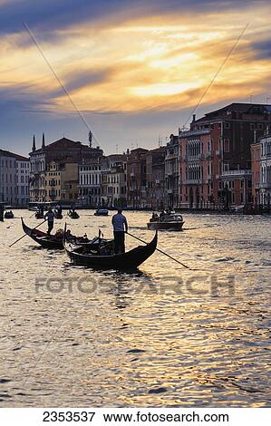 Stock Photo - Grand Canal At Sunset; Venice, Italy. Fotosearch