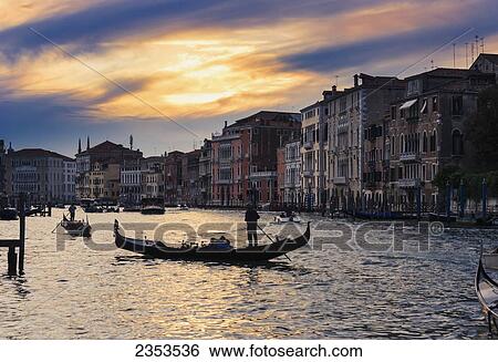 Grand Canal At Sunset; Venice, Italy View Large Photo Image Stock Photograph - Grand Canal At Sunset; Venice, Italy. Fotosearch