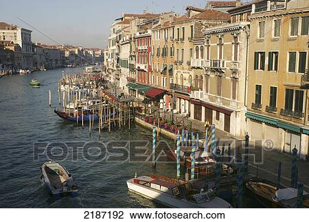 Grand Canal From Rialto Bridge, Venice, Italy. View Large Photo Image Stock Image - Grand Canal From Rialto Bridge, Venice, Italy.. Fotosearch