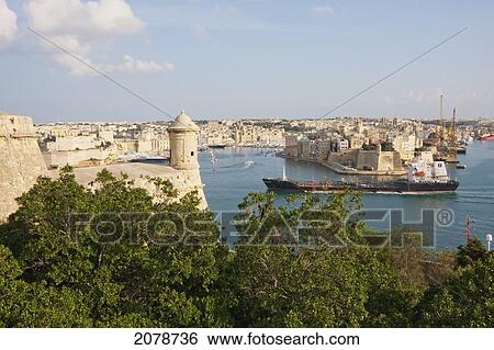 Grand Harbour, As Seen From St. James Vedette, Valletta, Malta View Large Photo Image Stock Photograph - Grand Harbour, As Seen From St. James Vedette, Valletta, Malta. Fotosearch