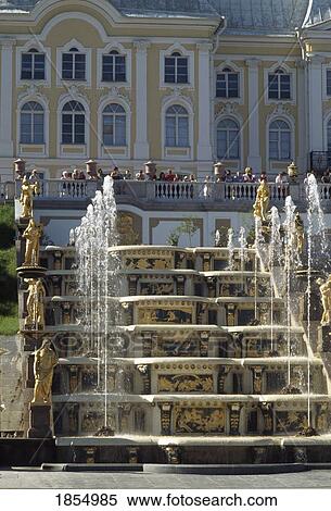 Stock Photography - Grand Palace And Grand Cascade, Peterhof, Saint Petersburg, Russia. Fotosearch
