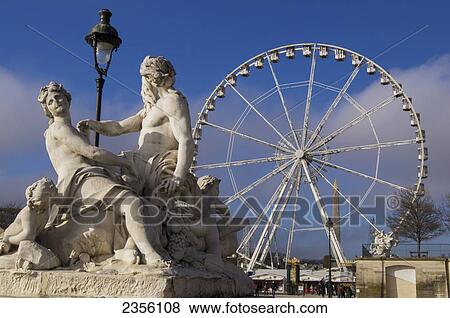 Stock Photo - Grande Roue de Paris and Place de la Concorde; Paris, France. Fotosearch
