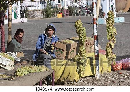Picture - Grape Vendors In Pol-E Matak, Parwan Province, Afghanistan. Fotosearch