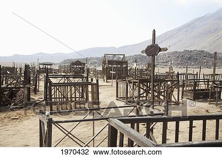 Stock Image - Graves In The Abandoned Cemetery Of Gatico, Antofagasta Region, Chile. Fotosearch