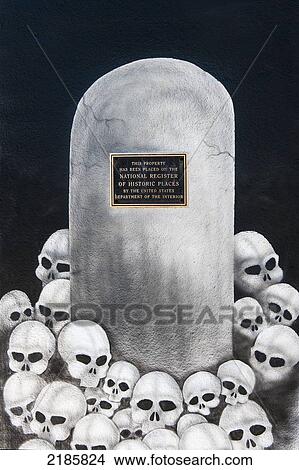 Graveyard And Skull Mural On A Property Listed On The National Register Of Historic Places, Route 66, Amarillo, Usa View Large Photo Image Picture - Graveyard And Skull Mural On A Property Listed On The National Register Of Historic Places, Route 66, Amarillo, Usa. Fotosearch