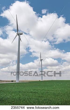 Picture - Gray County Wind Generator Farm; Ensign, Kansas, United States Of America. Fotosearch